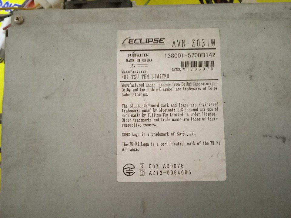 АВТОМАГНИТОЛА/TOY/ECLIPSE AVN-Z03IW